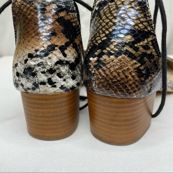 ASOS Pointed Toe Gold + Black Snakeskin Tie Lace Up Flat Dress Casual Shoe - Picture 6 of 13